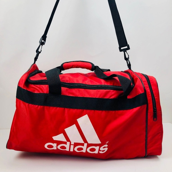 ADIDAS red & White DUFFLE SPORTS Gym bag - Picture 4 of 5